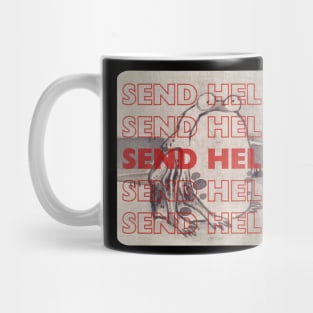 Send Help Funny Weird Japanese Woodblock Frog Design Mug